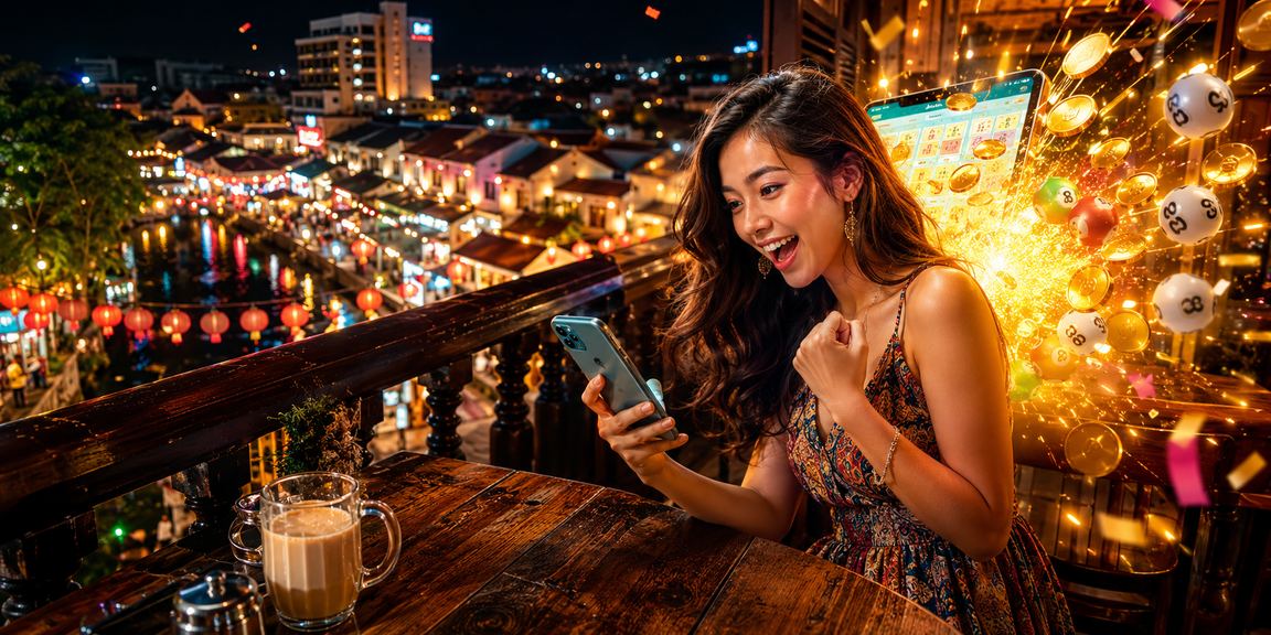 A player checking lottery numbers and jackpot results in Melaka on a mobile device